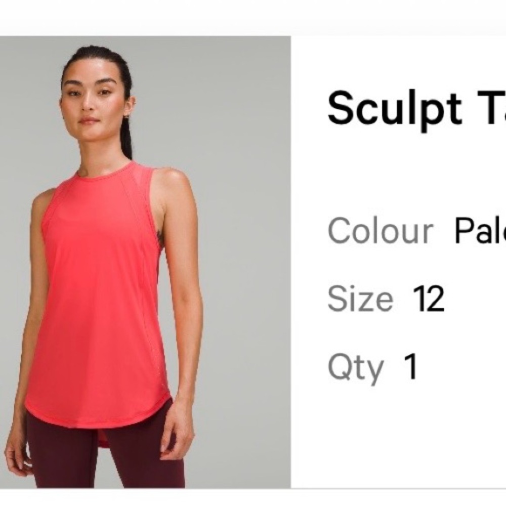 Lululemon Sculpt Coral Women's Top